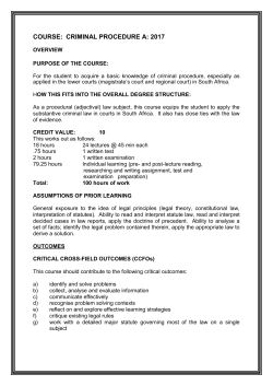 COURSE: CRIMINAL PROCEDURE A: 2017