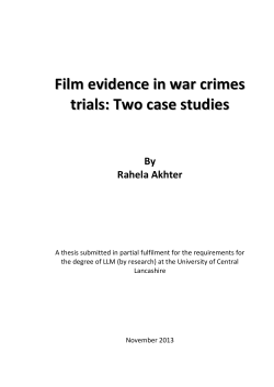 Film evidence in war crimes trials: Two case studie ss