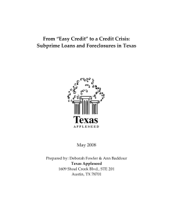 From &ldquo;Easy Credit&rdquo; to a Credit Crisis: Subprime Loans and