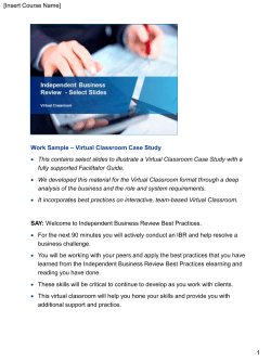 1 Work Sample &ndash; Virtual Classroom Case Study &bull; This contains