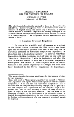 AMERICAN LINGUISTICS AND THE TEACHING OF ENGLISH