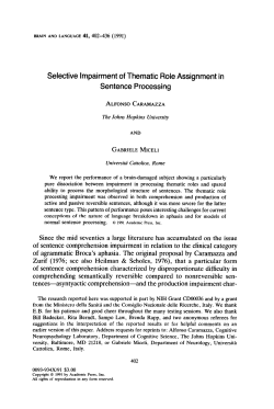 Selective Impairment of Thematic Role Assignment in Sentence