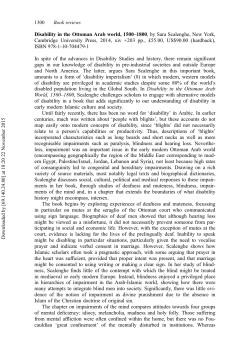 Disability in the Ottoman Arab world, 1500&ndash;1800, by Sara