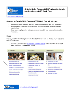 (OSP) Website Activity for Creating an OSP Work Plan