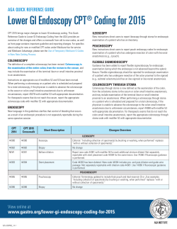 AGA Quick Reference Guide: Lower GI Endoscopy CPT Coding for
