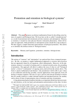 Protention and retention in biological systems&lowast; arXiv:1004.5361v2