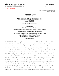 Millennium Stage Schedule for April 2016