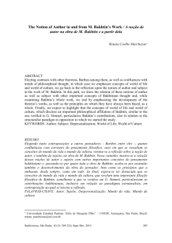 The Notion of Author in and from M. Bakhtin`s Work / A noção de