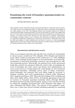 Examining the work of boundary spanning leaders in community