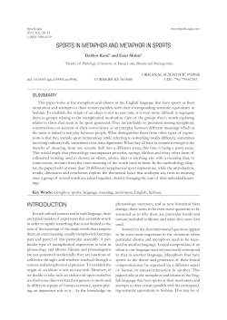 sports in metaphor and metaphor in sports