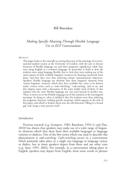 Bill Batziakas Making Specific Meaning Through Flexible Language