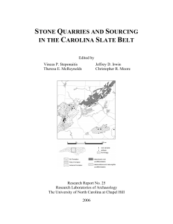 STONE QUARRIES AND SOURCING IN THE CAROLINA SLATE