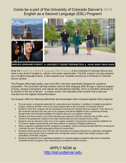 Come be a part of the University of Colorado Denver`s NEW English