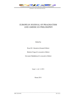 ejpap 2011, iii, 1 - European Journal of Pragmatism and American