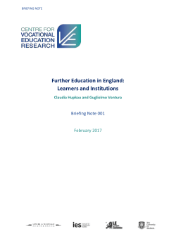 Further Education in England: Learners and Institutions