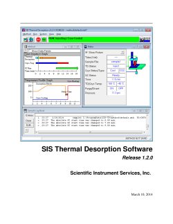 SIS Thermal Desorption Software - Scientific Instrument Services, Inc.