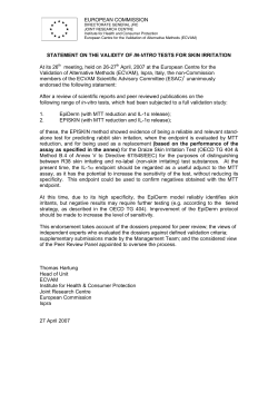 statement on the validity of in-vitro tests