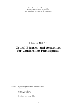 LESSON 16 - Useful Phrases and Sentences for Conference