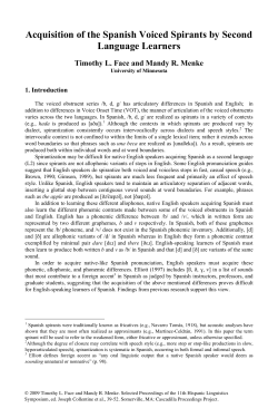 Acquisition of the Spanish Voiced Spirants by Second