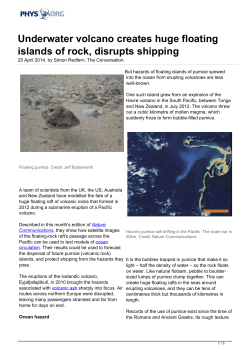 Underwater volcano creates huge floating islands of rock