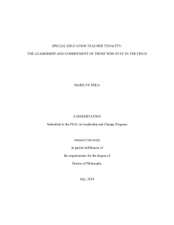 Running head: SPECIAL EDUCATION TEACHER TENACITY