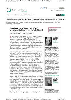 Helping People Achieve Their Goals by Marshall Goldsmith and