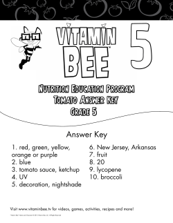 Tomato Answer Key Nutrition Education Program Grade 5