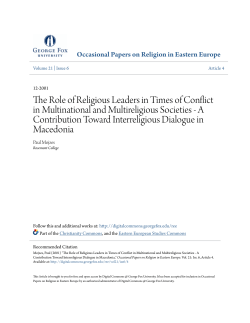 The Role of Religious Leaders in Times of Conflict in Multinational