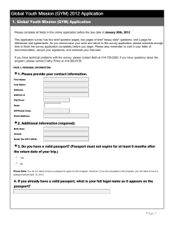 Global Youth Mission (GYM) 2012 Application