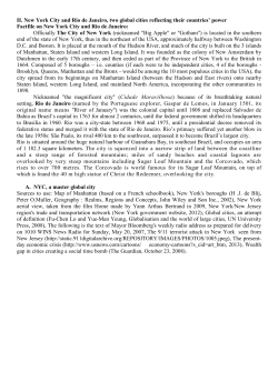 II. New York City and Rio de Janeiro, two global cities reflecting their