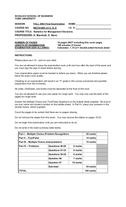 PROFESSORS: A. Marshall, D. Nevo