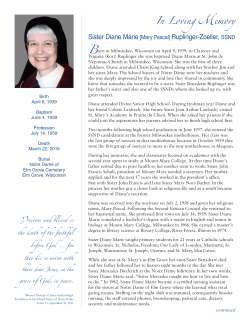 Sister Diane Marie Ruplinger-Zoeller