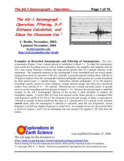 The AS-1 Seismograph &ndash; Operation, Filtering, S