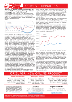 ORIEL VIP REPORT 15 ORIEL VIP: NEW ONLINE PRODUCT