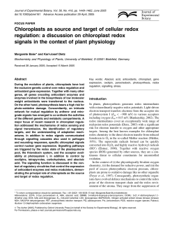 Chloroplasts as source and target of cellular