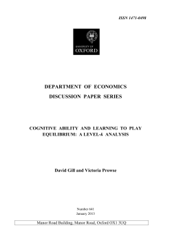 Cognitive Ability and Learning to Play Equilibrium: A Level