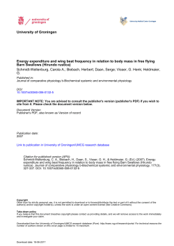 Energy expenditure and wing beat frequency in relation to