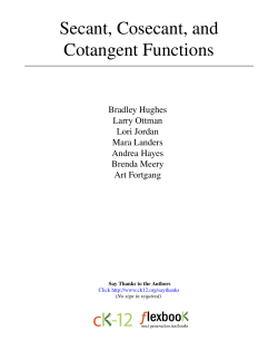 Secant, Cosecant, and Cotangent Functions