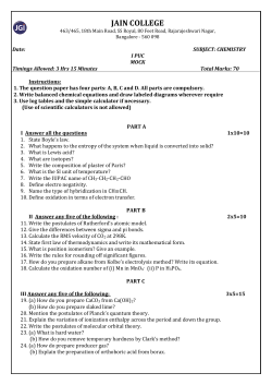 I PUC Chemistry Mock Paper