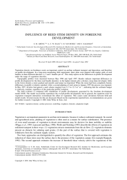 influence of reed stem density on foredune development