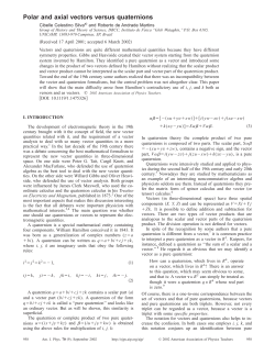 Polar and axial vectors versus quaternions - IFSC-USP