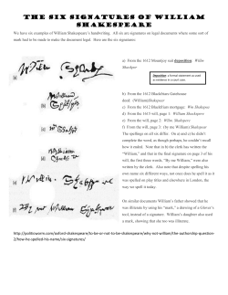 The six signatures of William Shakespeare