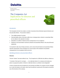 Directors and Prescribed Officers