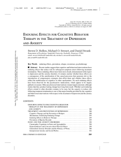 enduring effects for cognitive behavior therapy in the treatment of