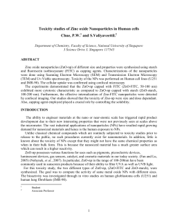 Toxicity studies of Zinc oxide Nanoparticles in Human cells