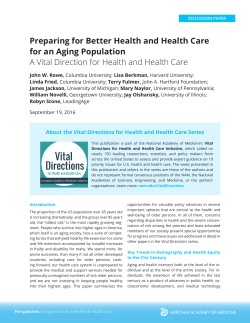 Preparing for Better Health and Health Care for an Aging Population