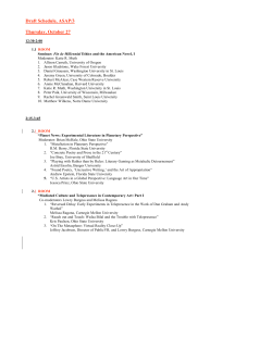 Draft Schedule, ASAP/3 Thursday, October 27