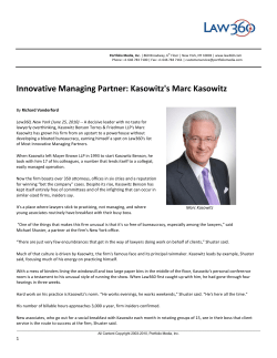 Innovative Managing Partner: Kasowitz`s Marc Kasowitz