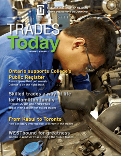 Summer 2015  - Ontario College of Trades