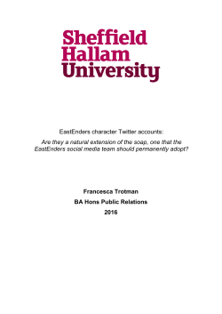 Francesca Trotman BA Hons Public Relations 2016 EastEnders
